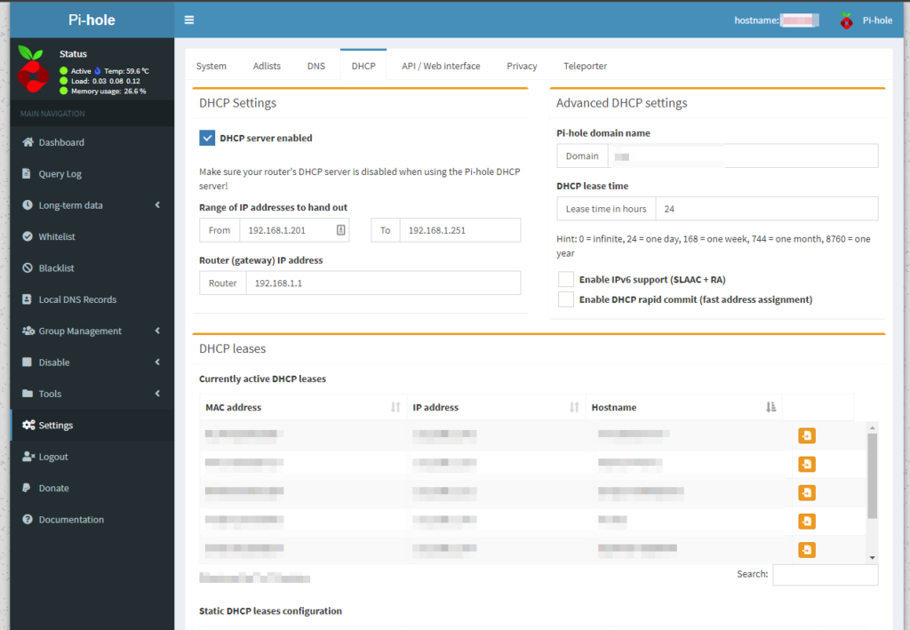 Built-in DHCP server
