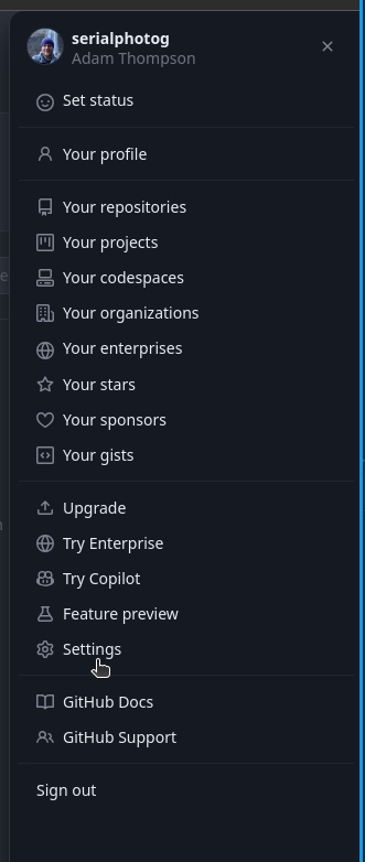 GitHub Account Settings