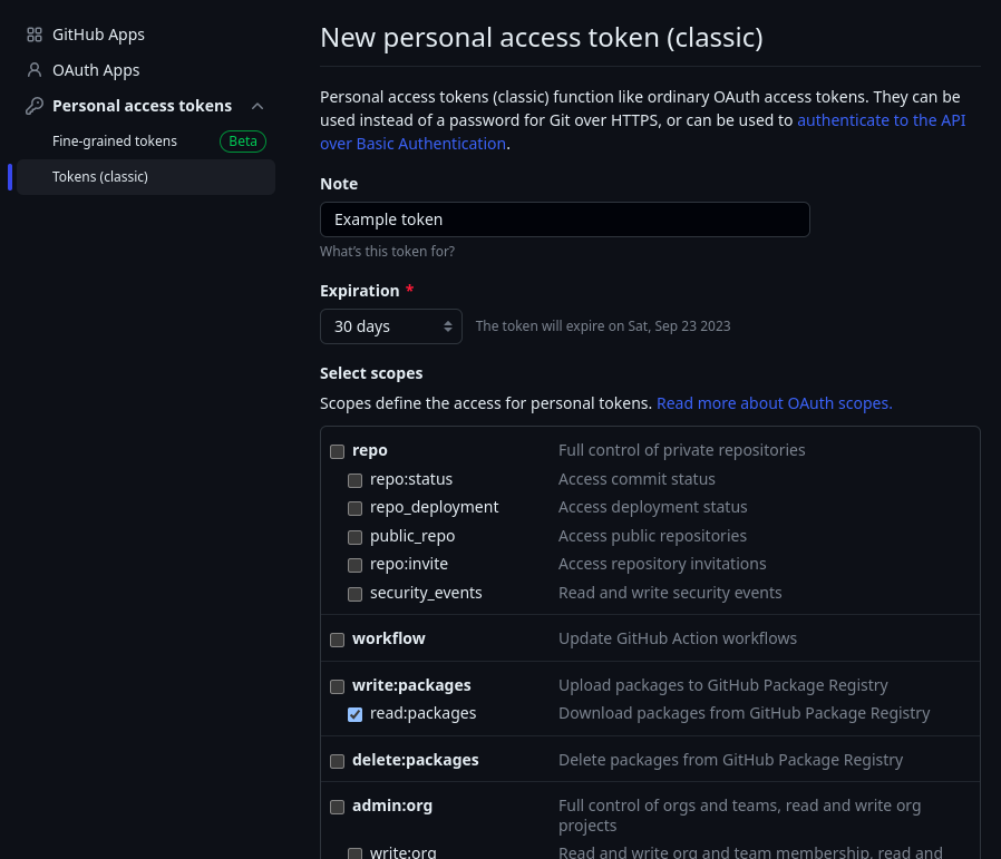 GitHub Classic Access Token Setup