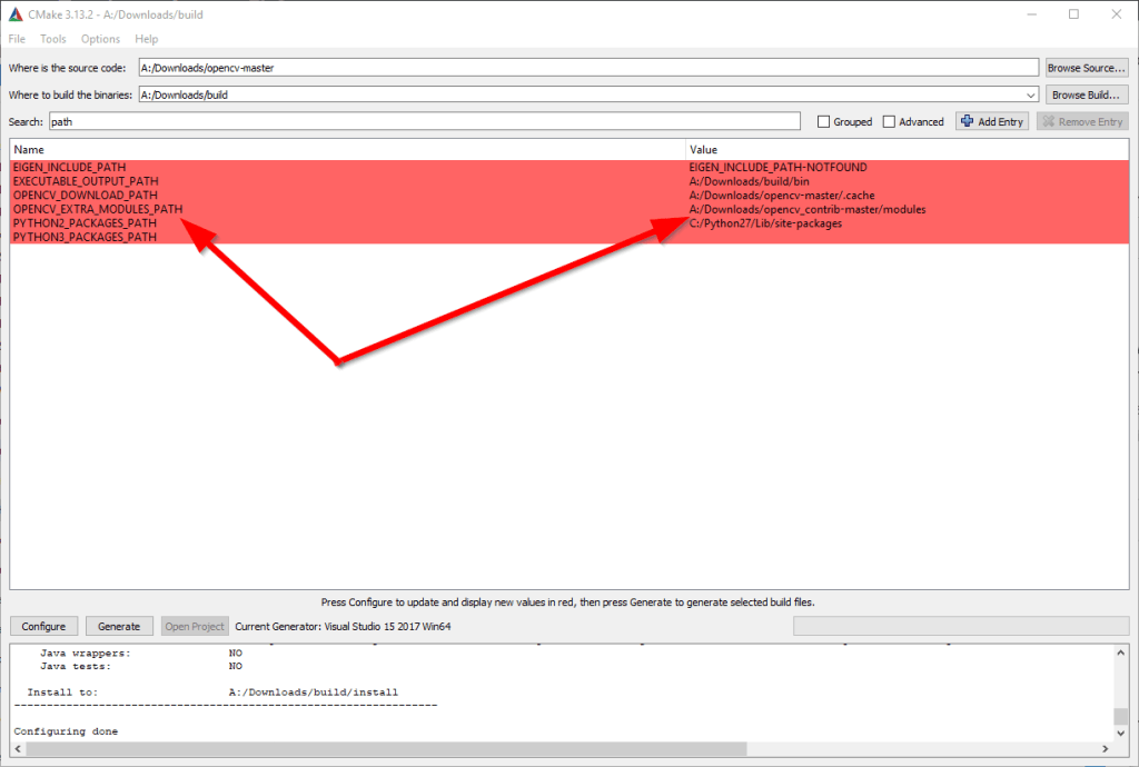 OpenCV contrib path