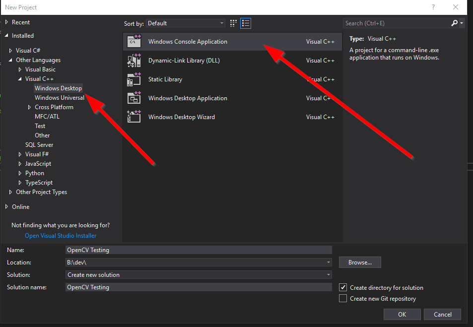 Create the Visual Studio Project