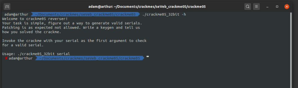 The initial run of the executable